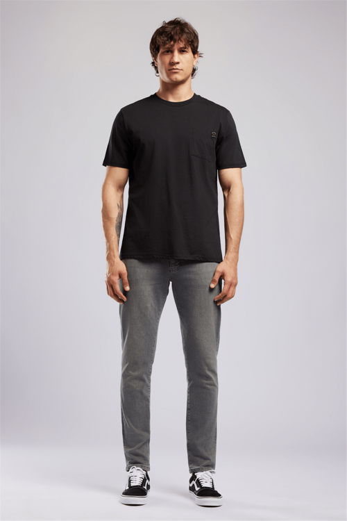 VINCENT Erkek Regular Fit %100 Pamuk Basic Bisiklet Yaka T-Shirt Siyah