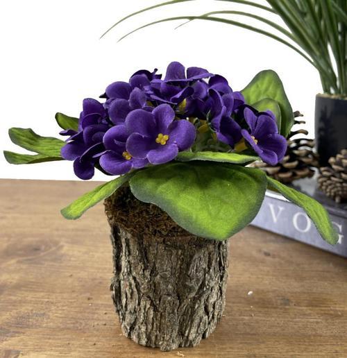 Yapay Çiçek Odun Saksıda Kadife Menekşe Gerçekçi Doku MOR