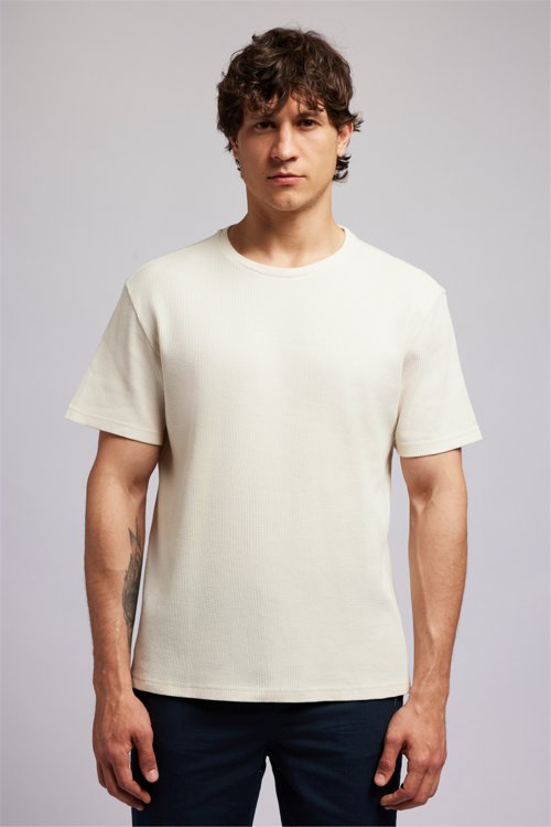 CONROY Erkek Regular Fit %100 Pamuk Baskılı Bisiklet Yaka T-Shirt Beyaz