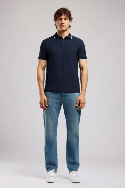 BRAT Erkek Regular Fit Basic Polo Yaka T-Shirt Mavi