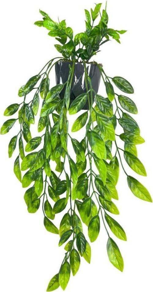 Yapay Çiçek Sarkan Fejka Nane Yapraklı Bitki Küçük Siyah Saksıda Yapay Sarmaşık 55cm