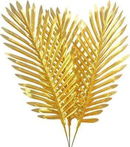 Yapay Çiçek Palmiye Yaprağı Altın Gold Renk 3 ADET Yapay Yaprak