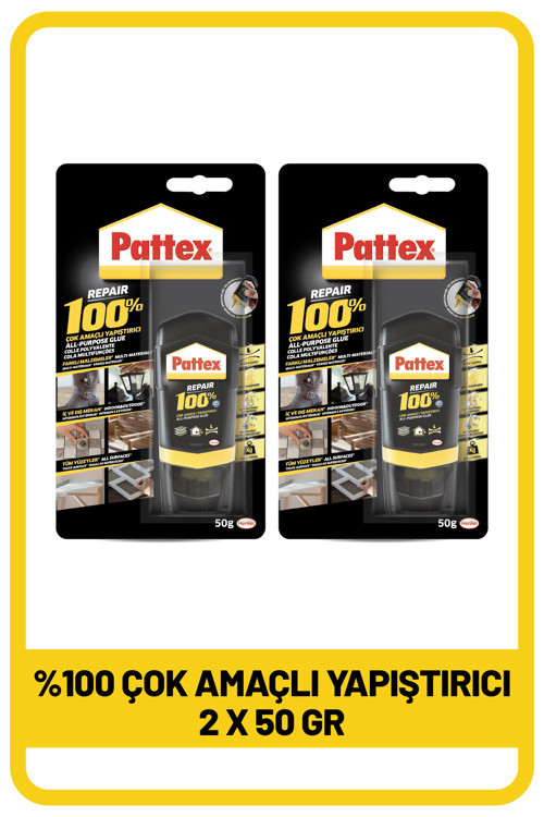 %100 Çok Amaçlı Yapıştırıcı, 50g x 2 Adet