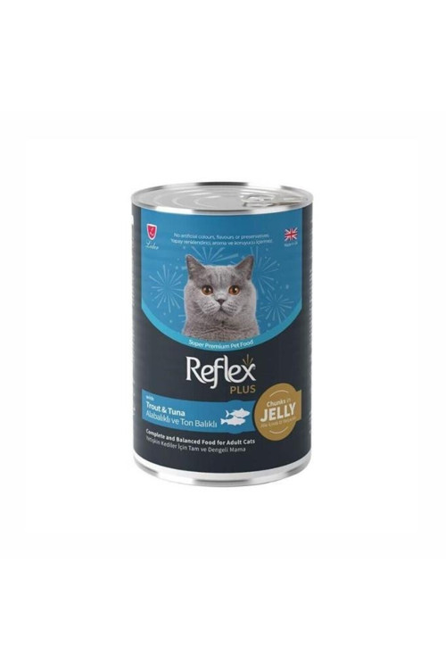 Reflex Plus Jöle İçinde Et Parçacıklı Alabalıklı ve Ton Balıklı Yetişkin Kedi Konservesi 400 Gr