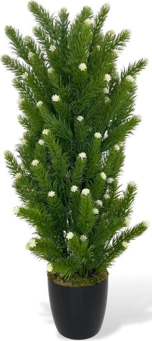 Yapay Çiçek Siyah Saksıda Beyaz Mineli Çam Ağacı 55cm