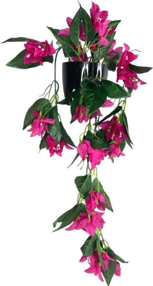 Yapay Çiçek Saksıda Sarkan Begonvil Fuşya 3 Dal Bodrum Çiçeği 60*23cm