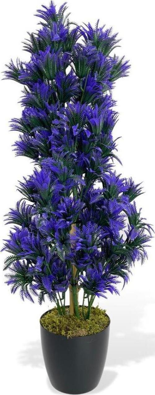 Yapay Çiçek Siyah Saksıda Mor Sıkas Ağacı 55cm