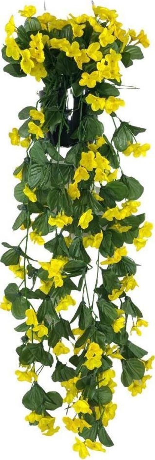 Yapay Çiçek Saksıda Sarkan Çiçek Sarı Begonvil 70*25