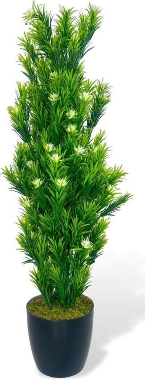 Yapay Çiçek Siyah Saksıda Rosemarystar Yapay Ağaç 55cm