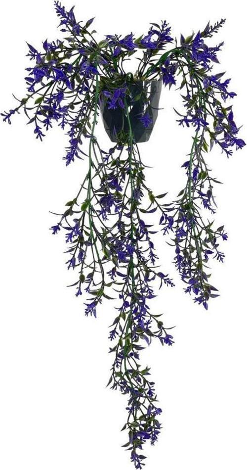 Yapay Çiçek Siyah Saksıda Sarkan ty60 Mor Bitki Yapay Sarmaşık 60cm