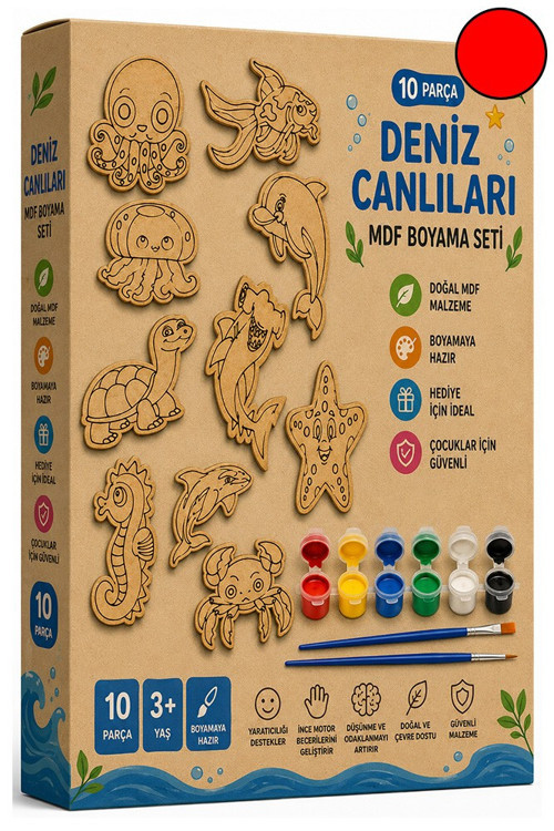 Ahşap Boyama 10 lu 1 Paket 10x15cm Ahşap Boyama Figürü 6 Renk Boya ve Resim Fırçası Etkinlik Çocuk Gelişim Motor Beceri