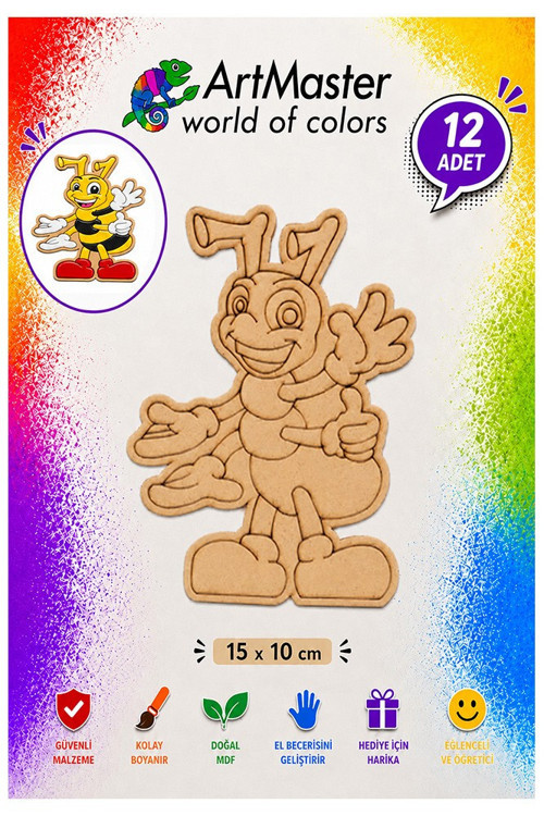 Ahşap Boyama Karınca 12 Adet 10x15cm Boyama Böcek Figürleri Etkinlik Çoçuk Gelişim Motor Beceri Kreş Anasınıfı