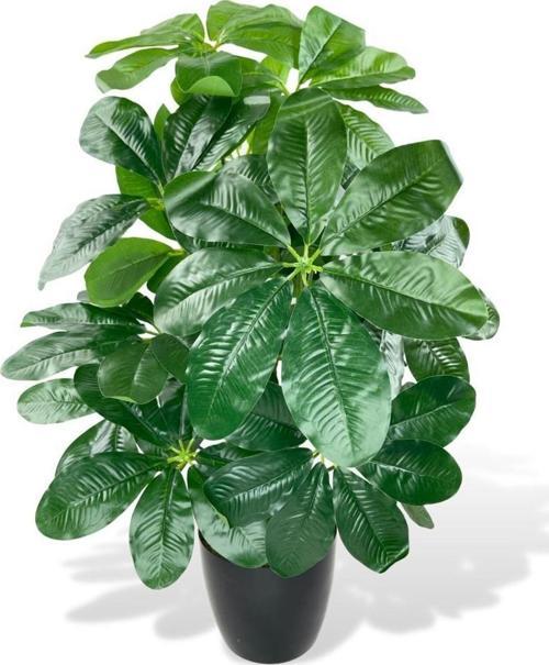 Yapay Çiçek Saksıda Şeflera Bitkisi 18Dal 75cm Salon Çiçeği Yapay Bitki Pachira Macrocarpa