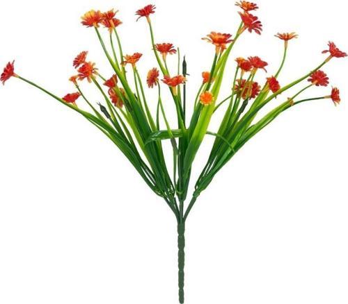 Yapay Çiçek Turuncu Papatya 7 Dallı Plastik Dekoratif Yapay Bitki