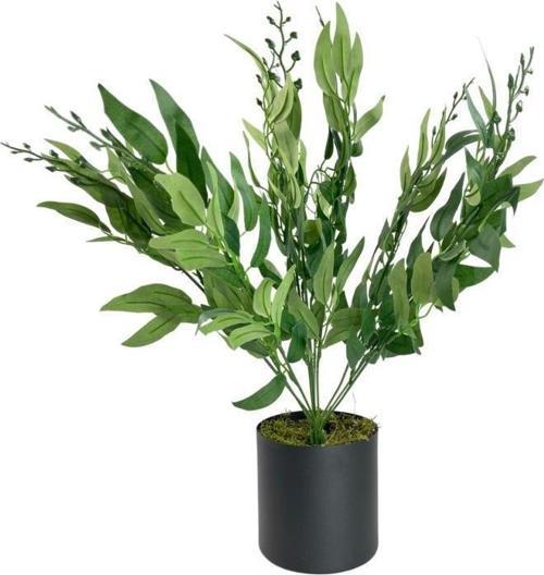 Nettenevime Yapay Çiçek Zeytin Dalı 50cm Metal Siyah Saksıda