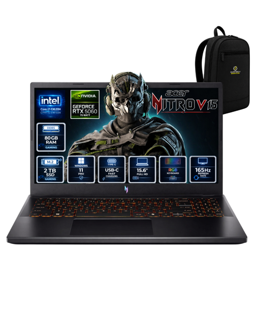 NİTRO V 15 ANV15-52-76BW İ7-13620H 80 GB 2 TB SSD RTX5060 15.6" FHD WİN11PRO GAMİNG LAPTOP NH.QZ8EY.002OKA27