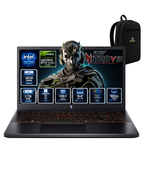 NİTRO V 15 ANV15-52-76BW İ7-13620H 48 GB 2 TB SSD RTX5060 15.6" FHD WİN11PRO GAMİNG LAPTOP NH.QZ8EY.002OKA19