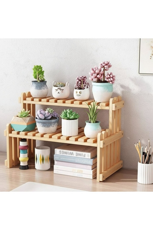 Mutfak Ve Masa Üstü Düzenleyici - Merdiven Tasarım Saksı Ve Baharatlık Standı 50X40 Cm