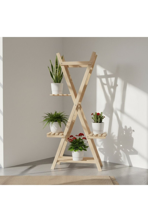 Dekoratif 4 Bölmeli Çok Amaçlı Çiçeklik Kitaplık Raf 120X60 Cm