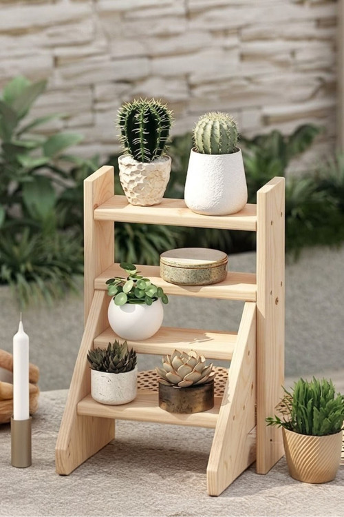 Furinno Ahşap Çok Amaçlı Mutfak Ve Balkon Düzenleyici Stand - 4 Katlı Modern Raf 30X40 Cm