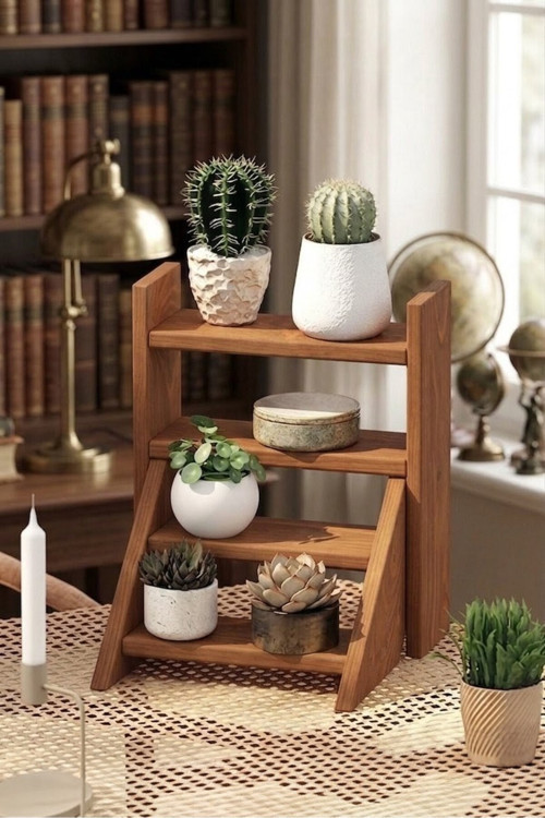 Furinno Ahşap Çok Amaçlı Mutfak Ve Balkon Düzenleyici Stand - 4 Katlı Modern Raf 30X40 Cm