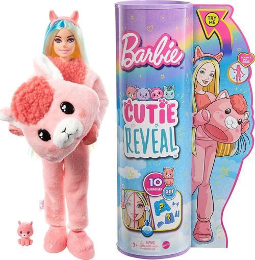 Cutie Reveal Pembe Lama Kostümlü Barbie Bebek ve Evcil Hayvan