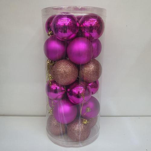 Asılabilir Yılbaşı Yeniyıl Ağacı Süsü 6cm Top FUŞYA 24 lü Christmas Tree Ornaments Yeni Yıl Süsleri