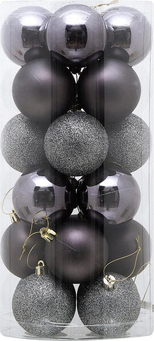Asılabilir Yılbaşı Yeniyıl Ağacı Süsü 6cm Top KOYU GÜMÜŞ 24 lü Christmas Tree Ornaments Yeni Yıl Süsleri
