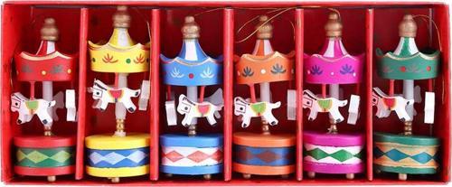 Asılabilir Yılbaşı Yeniyıl Ahşap Ağaç Süsü Atlı Karınca Christmas Tree Ornaments Carousel