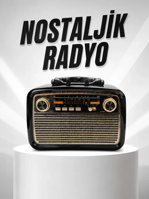 Müzik Kutusu Bluetooth Bağlantılı El Fenerli Nostaljik Tasarım Radyo