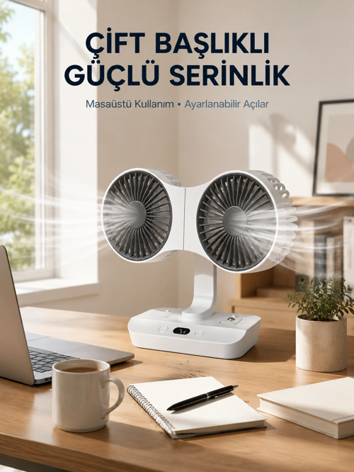 Çift Yöne Hava Üfleyen Masa Ve Duvar Tipi Vantilatör