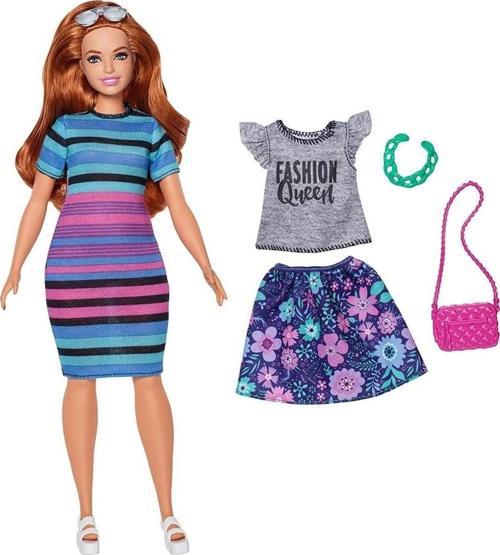 Özel Fashionistas Bebek ve Kıyafetleri Esmer Barbie Kızıl Saçlı Stil Bebek