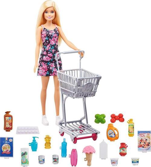 Süpermarkette Alışverişte Oyun Seti Barbie ve Alışveriş Arabası