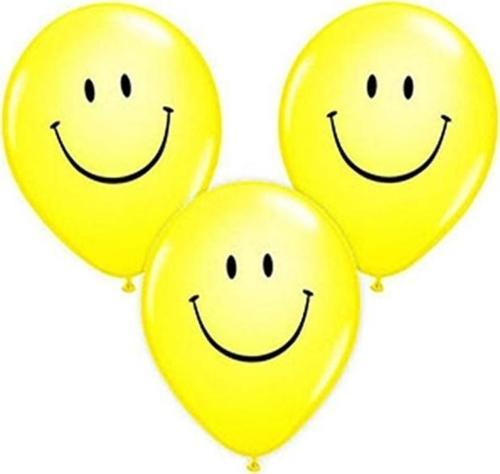 Gülen Yüz Emoji Baskılı Sarı Renk Balon 5 li