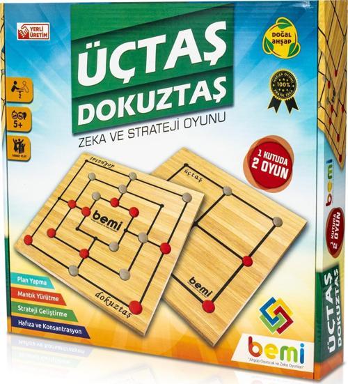 3 Taş ve 9 Taş Zeka Oyunu Üçtaş ve Dokuztaş Akıl Oyunları Serisi