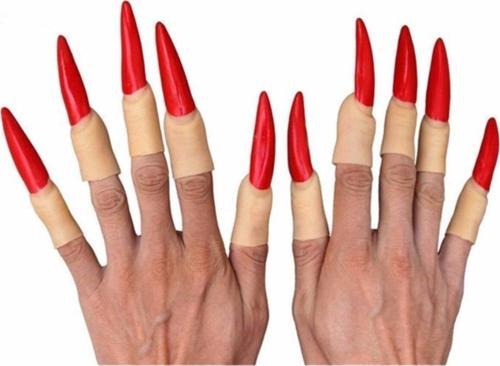 Halloween Cadılar Bayramı Cadı Tırnağı Kırmızı Halovin Partisi Kostümleri