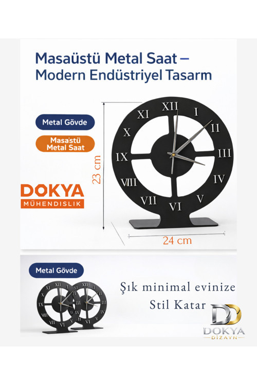 Dairesel Roma - Romen Rakamlı Masaüstü Saat -Sessiz Mekanizma- Modern Hediyelik Saat