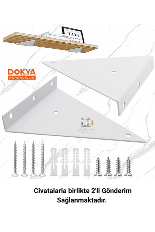 2'Li Gizli Raf Metal Raf Tutucu, Duvar Rafı İçin Metal Üçgen Raf Tutucu