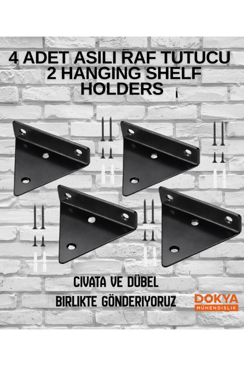 4'Lü Üçgen Gizli Duvar Rafı Askı Aparatı - Sağlam Metal Raf Tutucu