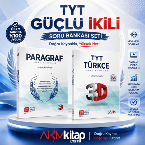 3D TYT Türkçe ve Paragraf Soru Bankası Seti 2 Kitap