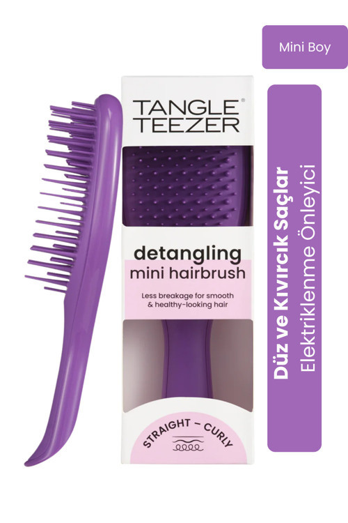 The Ultimate Detangler Fresh Purple Eletriklenme Önleyici Mini Boy Tarak (Düz ve Kıvırcık Saçlar)