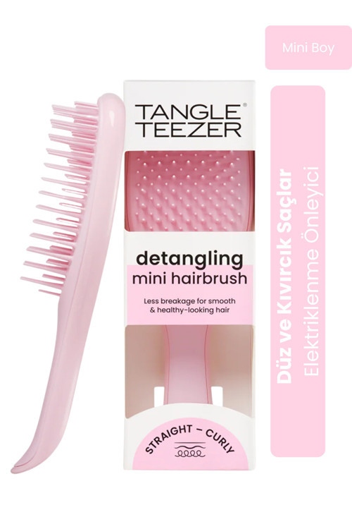 The Ultimate Detangler Millennial Pink Eletriklenme Önleyici Mini Boy Tarak(Düz - Kıvırcık Saçlar)