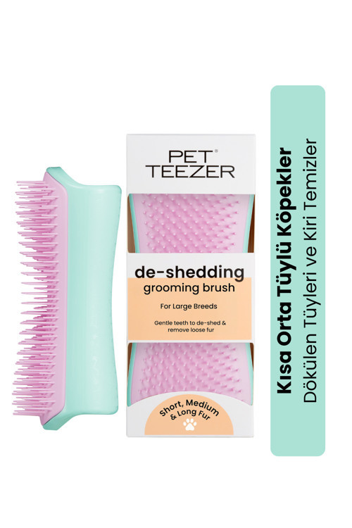 Pet Teezer Deshedding - Mint / Pink Yeşil Pembe Köpek Bakım Fırçası