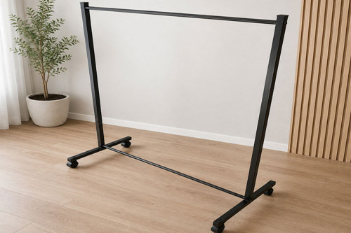 Tekerlekli Metal Elbise Askılığı Siyah | Portatif Kıyafet Askı Standı ve Gardırop Düzenleyici