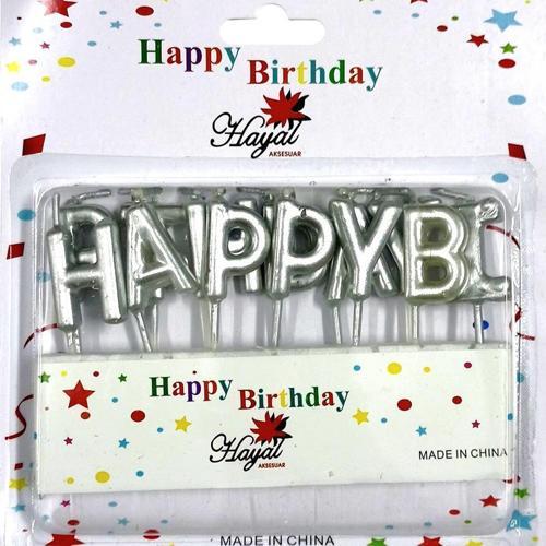 Happy Birthday Doğum Günü Mumu GÜMÜŞ SILVER