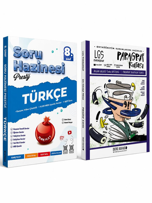 Nartest Yayınları 8.Sınıf Türkçe Soru Hazinesi ve Ders Kafası 8.Sınıf Paragraf Soru Bankası Seti (2 Kitap)