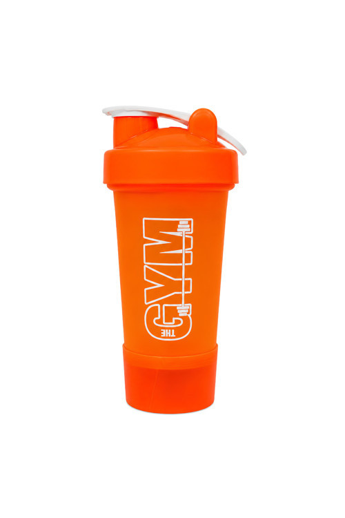 Gym Smart Shaker 550 ML Ölçekli ve Sızdırmaz Kapaklı Saklama Hazneli Protein Shaker (Turuncu)