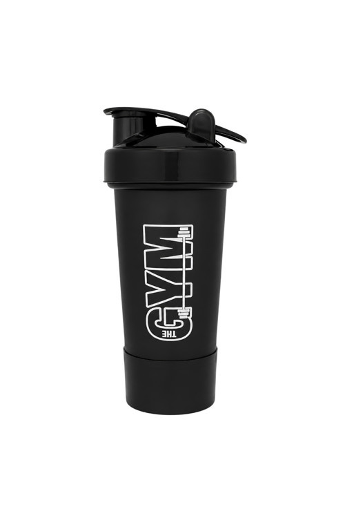 Gym Smart Shaker 550 ML Ölçekli ve Sızdırmaz Kapaklı Saklama Hazneli Protein Shaker (Siyah)