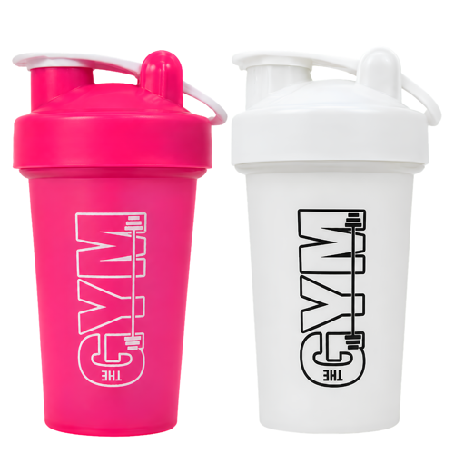 Gym Shaker 550 ML Ölçekli ve Sızdırmaz Kapaklı Protein Shaker 2'li Set (Pembe+Beyaz)