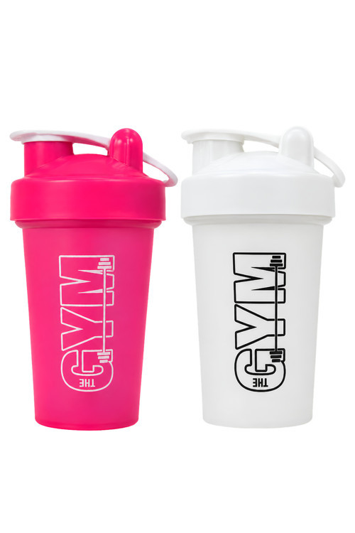Gym Shaker 550 ML Ölçekli ve Sızdırmaz Kapaklı Protein Shaker 2'li Set (Pembe+Beyaz)